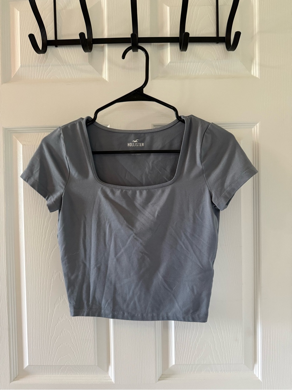 Hollister Square Neck Crop Top in Slate Blue